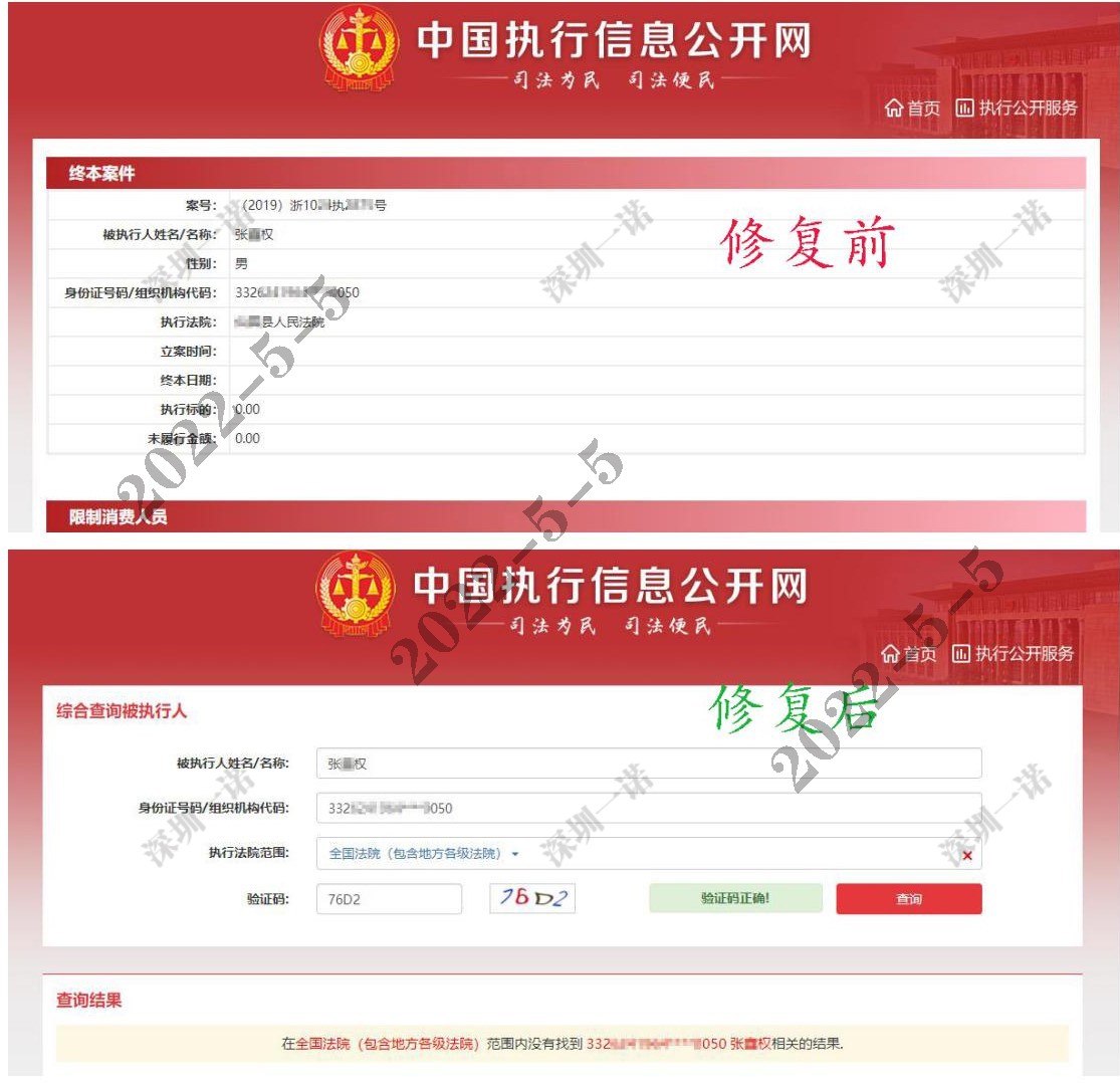中国执行信息公开网案例
